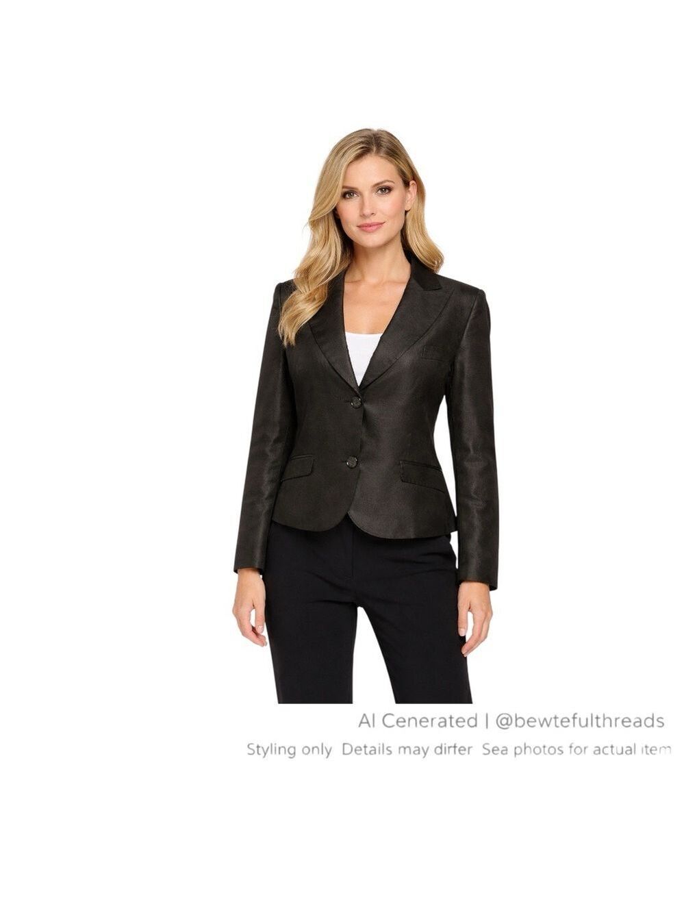 Basler EU46 L/XL Black Sheen Cropped Blazer Pockets